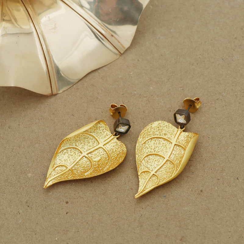 AUTUMN LEAF POLKI EARRING