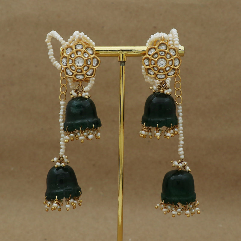 THE VERDANT GREEN JHUMKI AND KANAUTI EARRINGS - STERLING SILVER