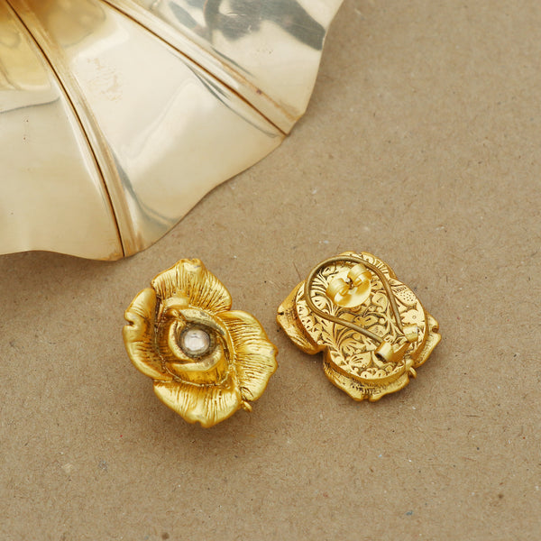 Vintage Golden Rose Ear Studs.