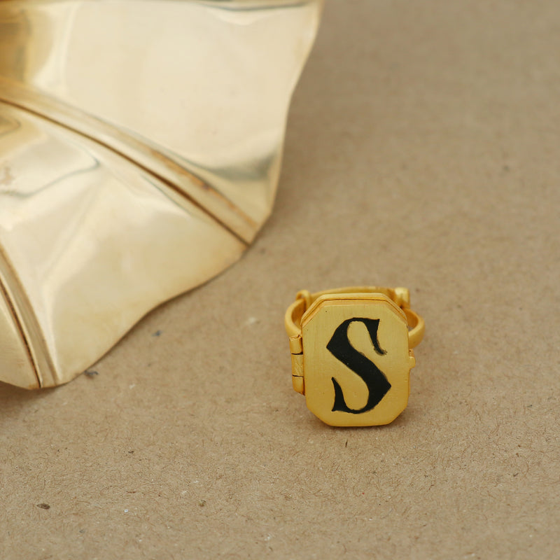 INITIAL GOLD PLATED RING