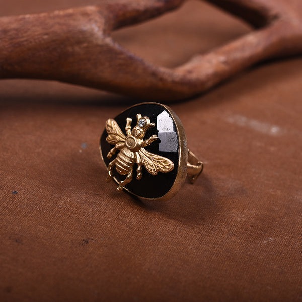 SYMETREE BUMBLE-BEE BLACK ONYX STATEMENT RING