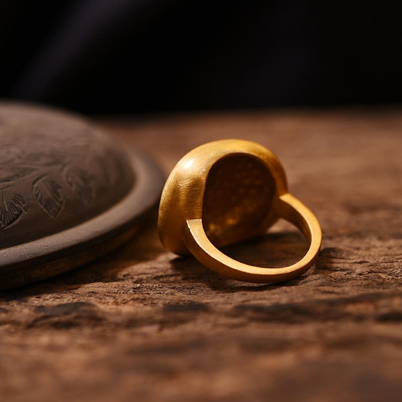 SOLID GOLD PLATED SIGNET RING