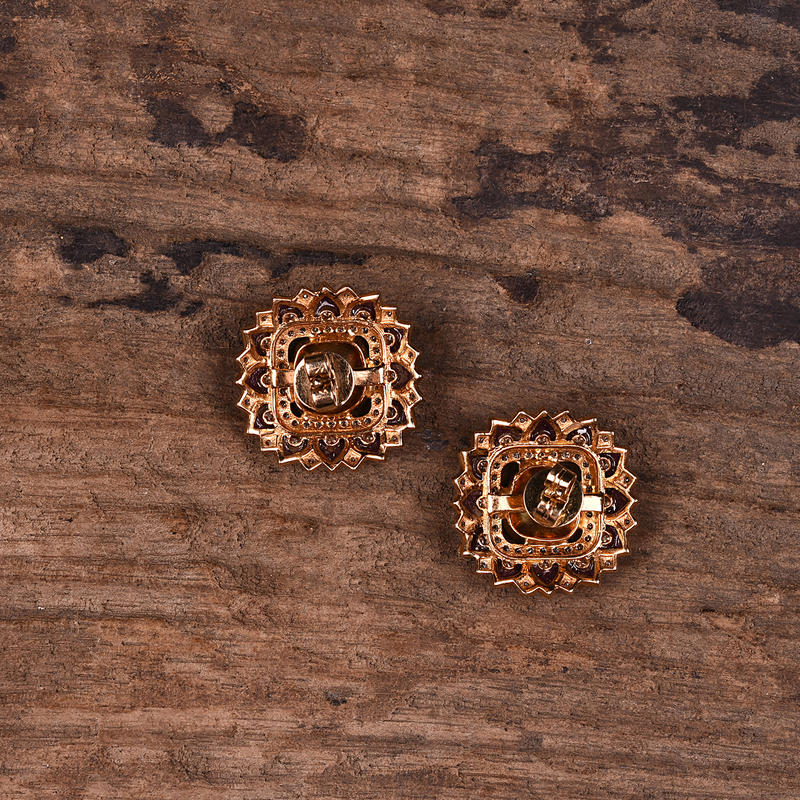 14K GOLD OPEN POLKI FLORAL STUDS