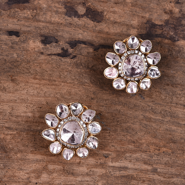 EXOTIC OPEN POLKI BLOSSOM STUDS