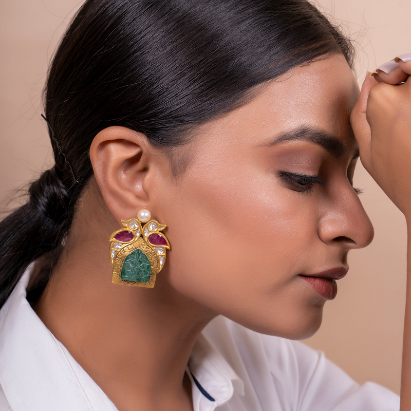 THE EXQUISITE RUBY AND EMERALD EARRINGS