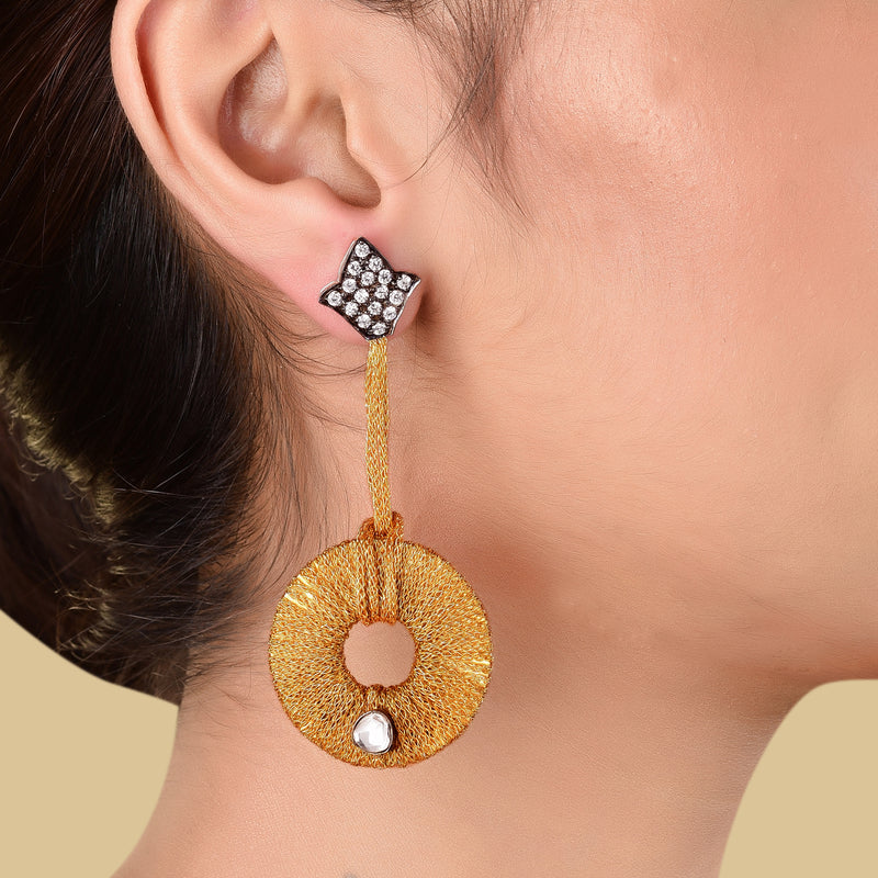 POLKI STUDDED DISC EARRING