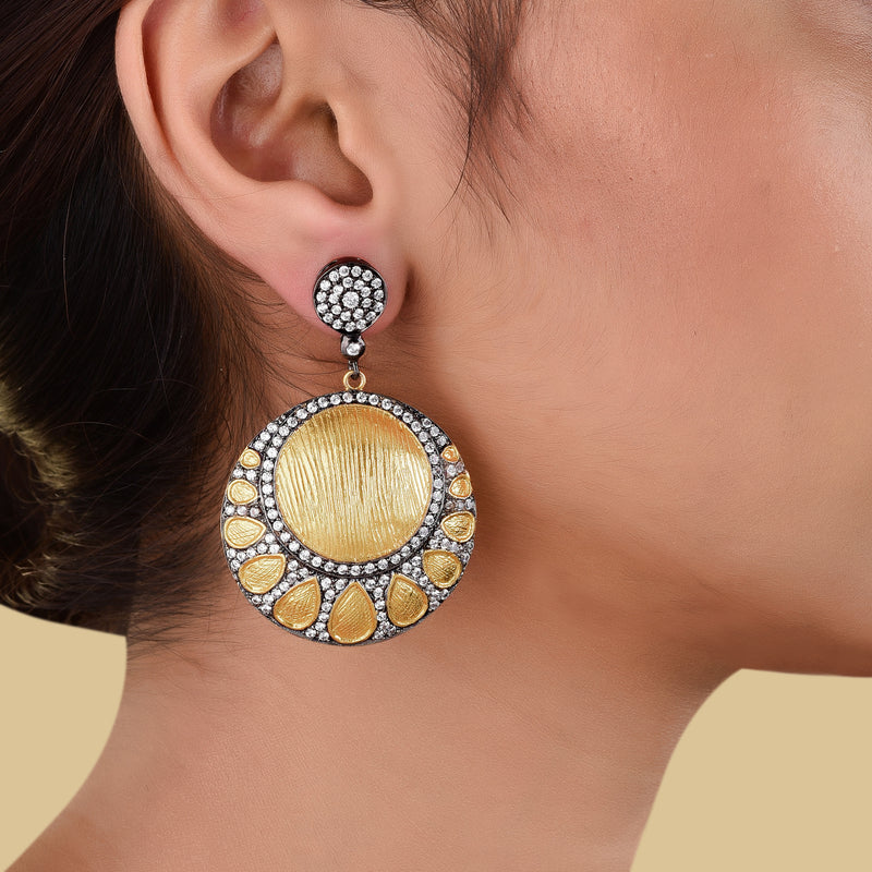 TWO TONE DISC EARRING