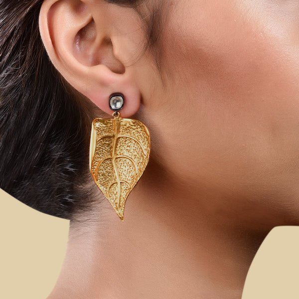 AUTUMN LEAF POLKI EARRING