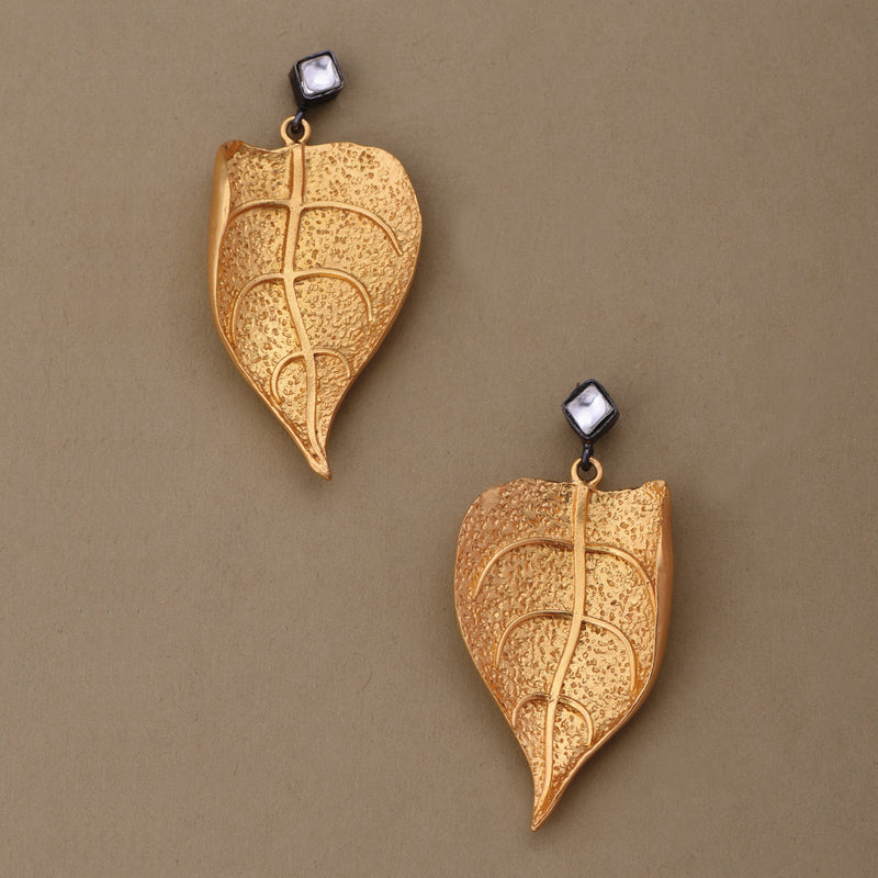 AUTUMN LEAF POLKI EARRING