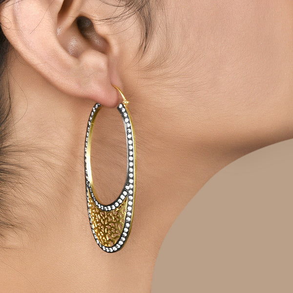 Oval Hoop Filigree Earrings