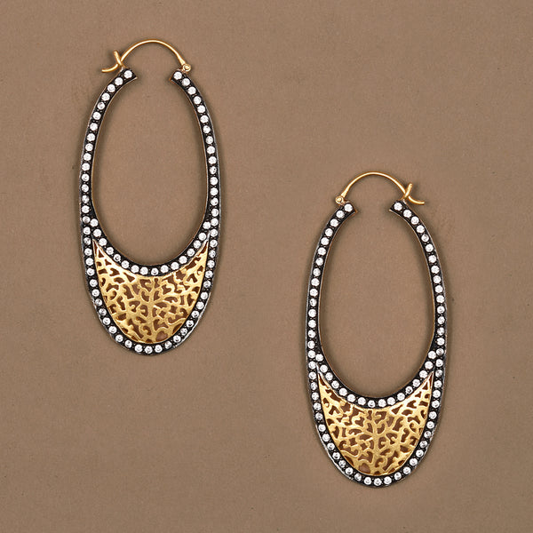 Oval Hoop Filigree Earrings