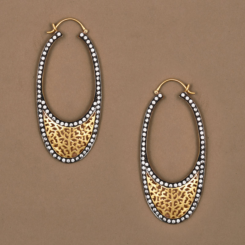 Oval Hoop Filigree Earrings