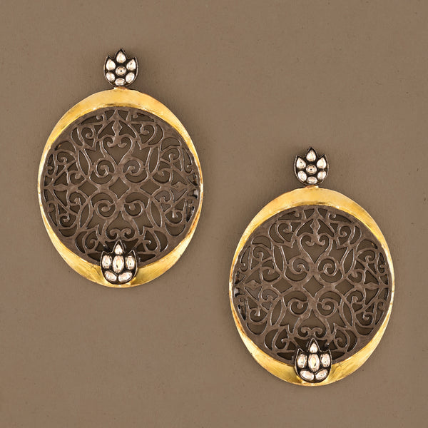 Black rhodium Jaali earrings