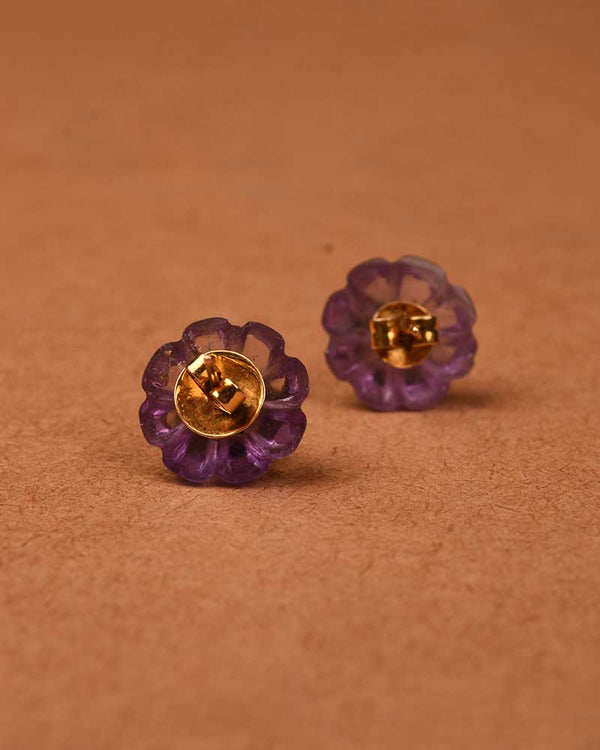 CARVED AMETHYST MELON STUDS