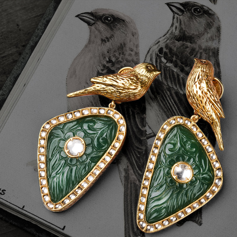 THE GOLDEN BIRD EARRINGS - STERLING SILVER