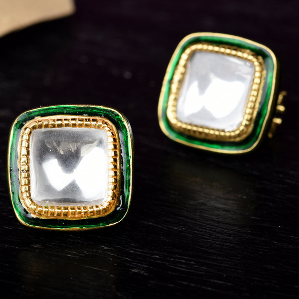 POLKI CHAUKI EAR STUDS - STERLING SILVER