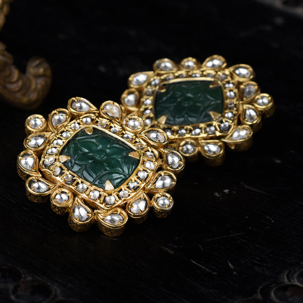 EMERALD POLKI STUDS