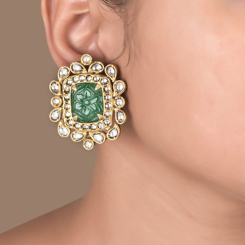 EMERALD POLKI STUDS