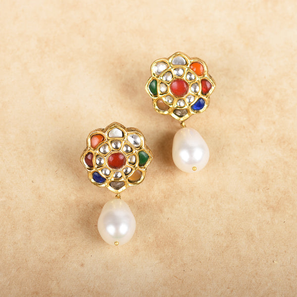 FLORAL PEARL DROP STUDS