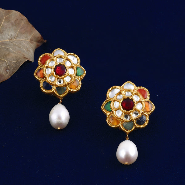 FLORAL PEARL DROP STUDS