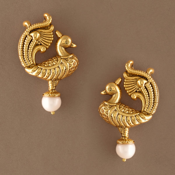 GOLDEN PEACOCK EAR STUDS