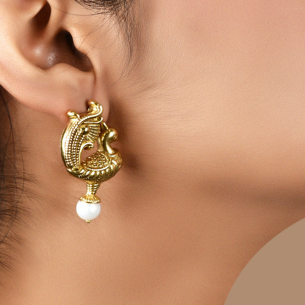 GOLDEN PEACOCK EAR STUDS