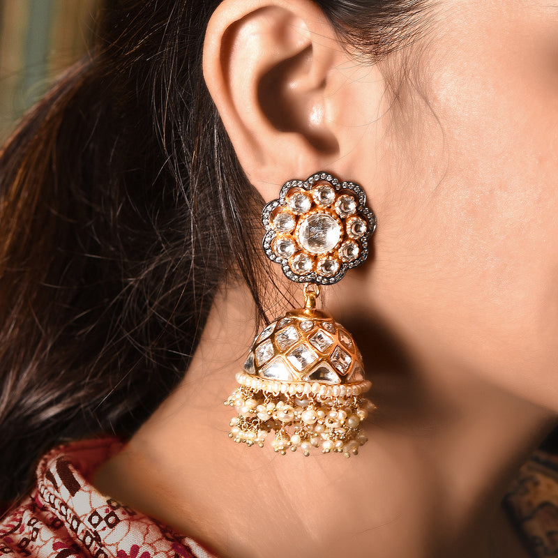 SUNSHINE POLKI JHUMKI - STERLING SILVER