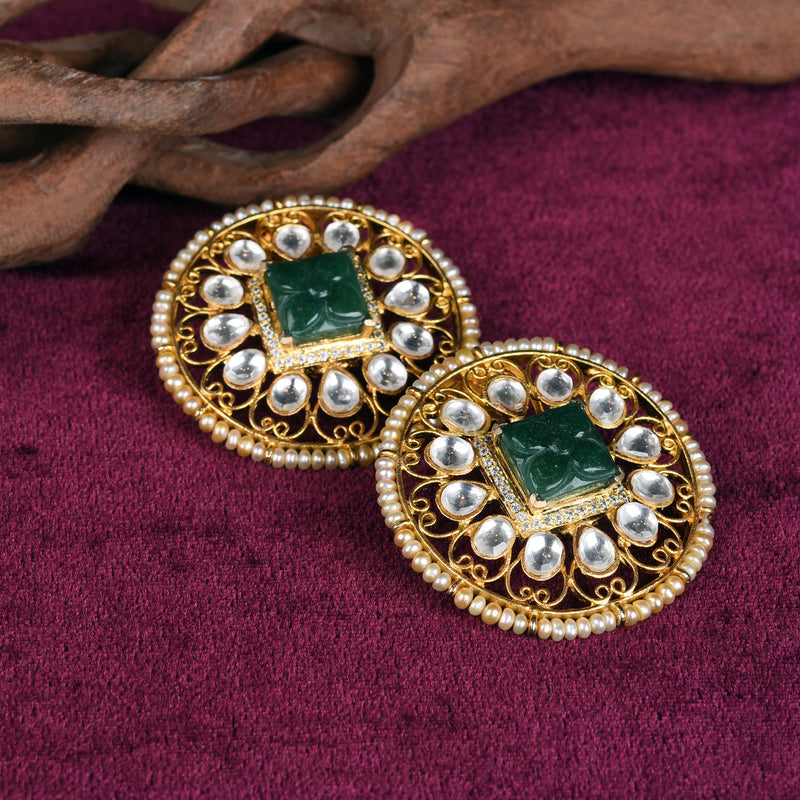 RADIAL POLKI EMERALD EARSTUDS