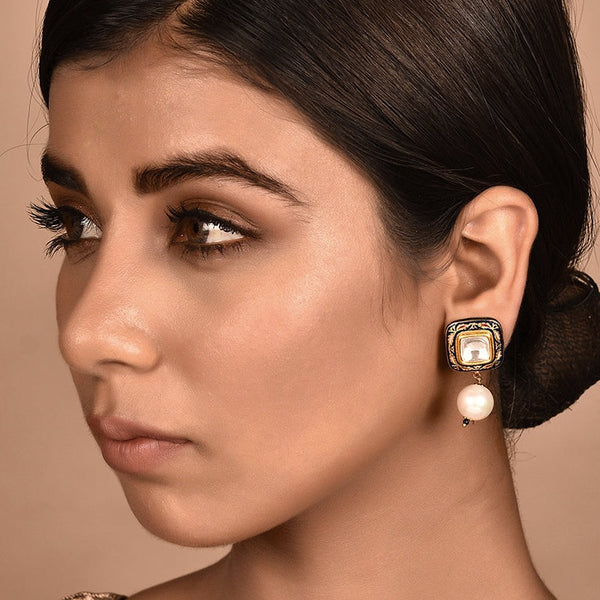 22KT GOLD ENAMEL POLKI STUDS, EPITOME OF STATEMENT LUXURY