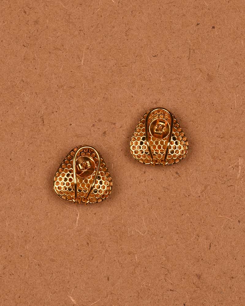 18KT GOLD TRIOLOGY POLKI STUDS