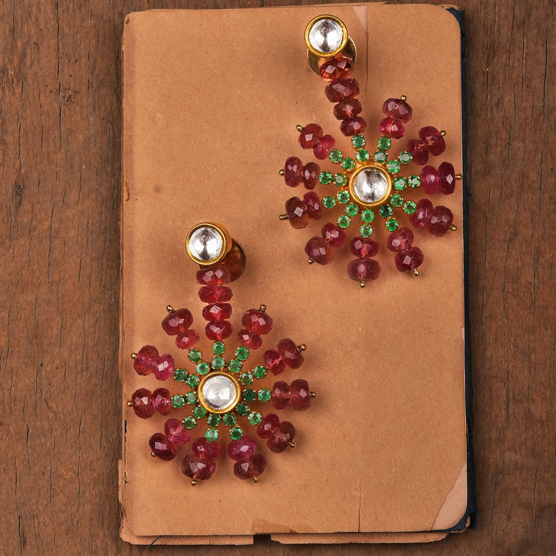 18/24KT TOURMALINE FLOWER EARRINGS