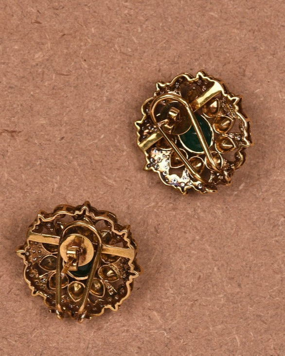 18KT GOLD FULL CUT EMERALD EARSTUDS