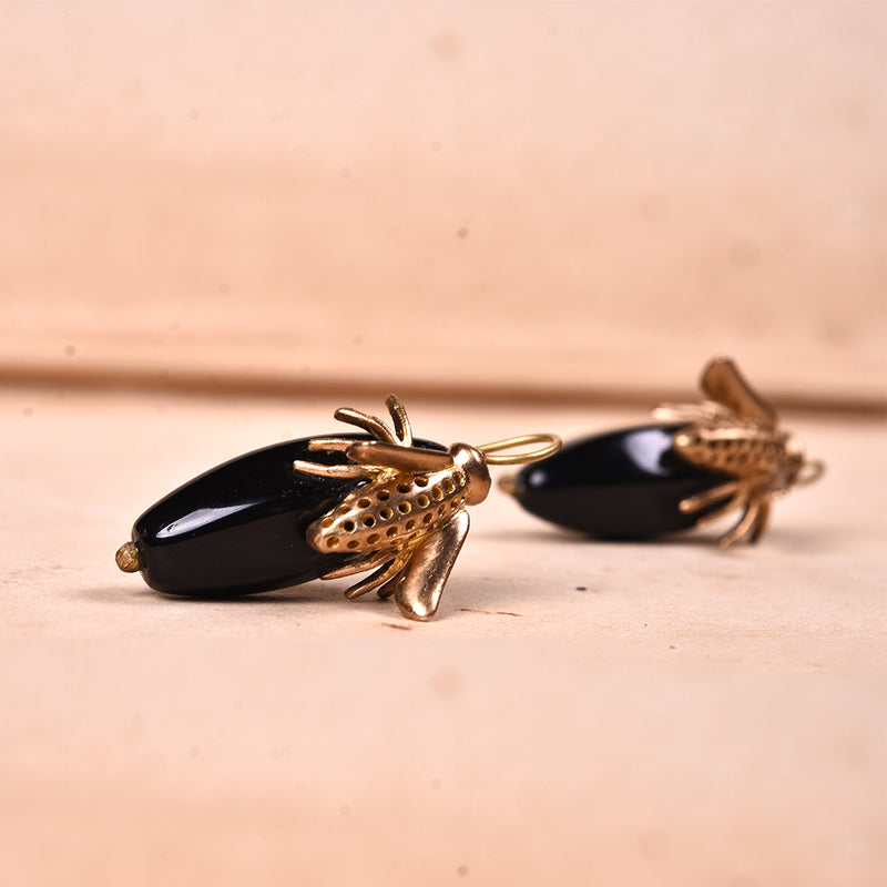 SYMETREE QUEEN BEE BLACK ONYX EARRINGS