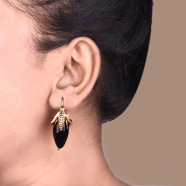 SYMETREE QUEEN BEE BLACK ONYX EARRINGS