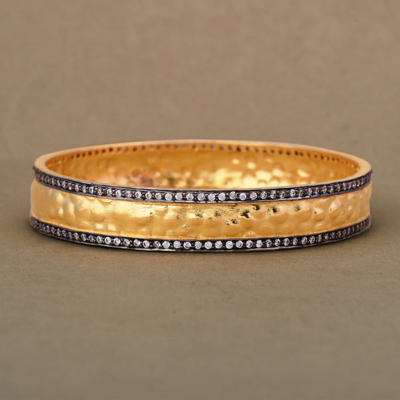 TWO TONNED TEXTURED CZ BANGLE