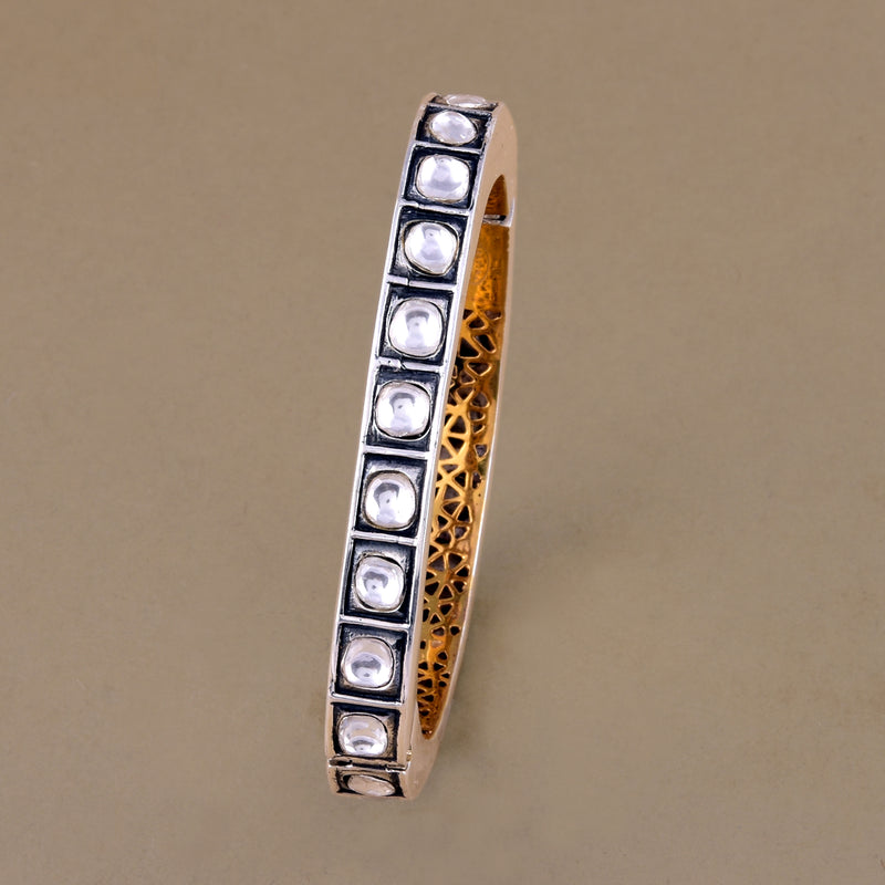 Silver Plated Polki Bangle