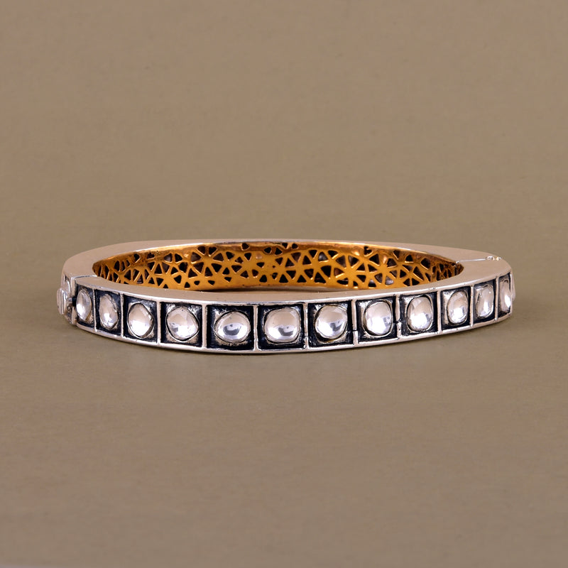 Silver Plated Polki Bangle