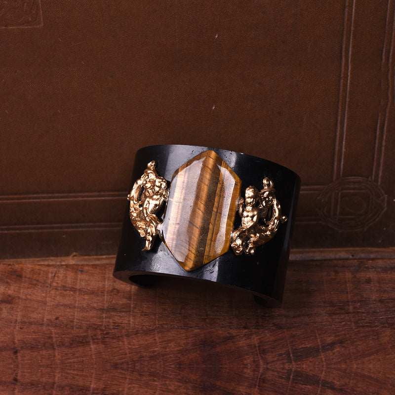 MID CENTURY BLACK RESIN CUPID CUFF