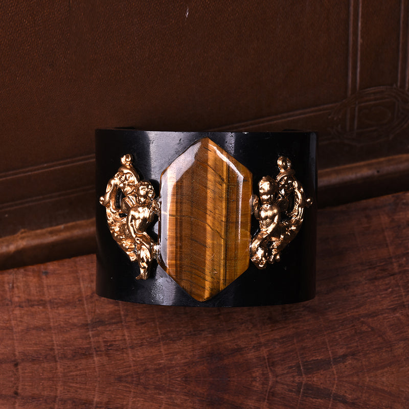 MID CENTURY BLACK RESIN CUPID CUFF