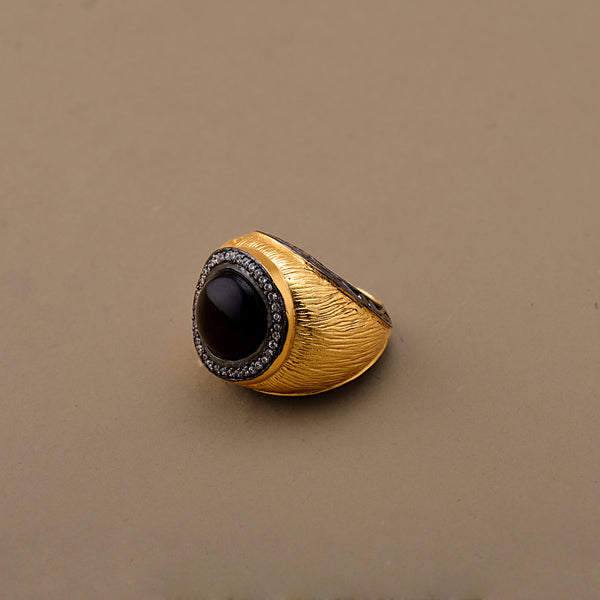 HAND TEXURED BLACK ONYX RING