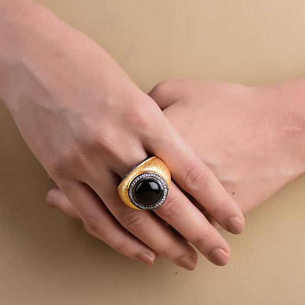 HAND TEXURED BLACK ONYX RING