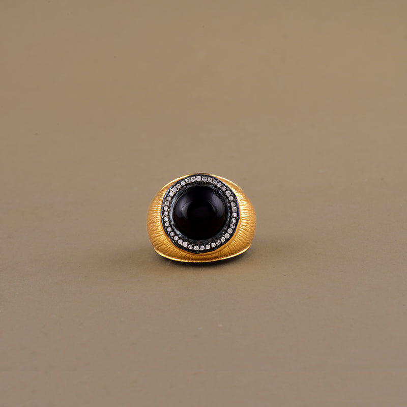 HAND TEXURED BLACK ONYX RING