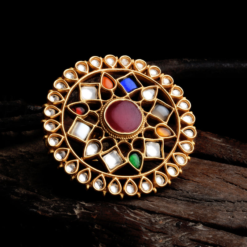 NAVRATNA CHAKRA RING - STERLING SILVER