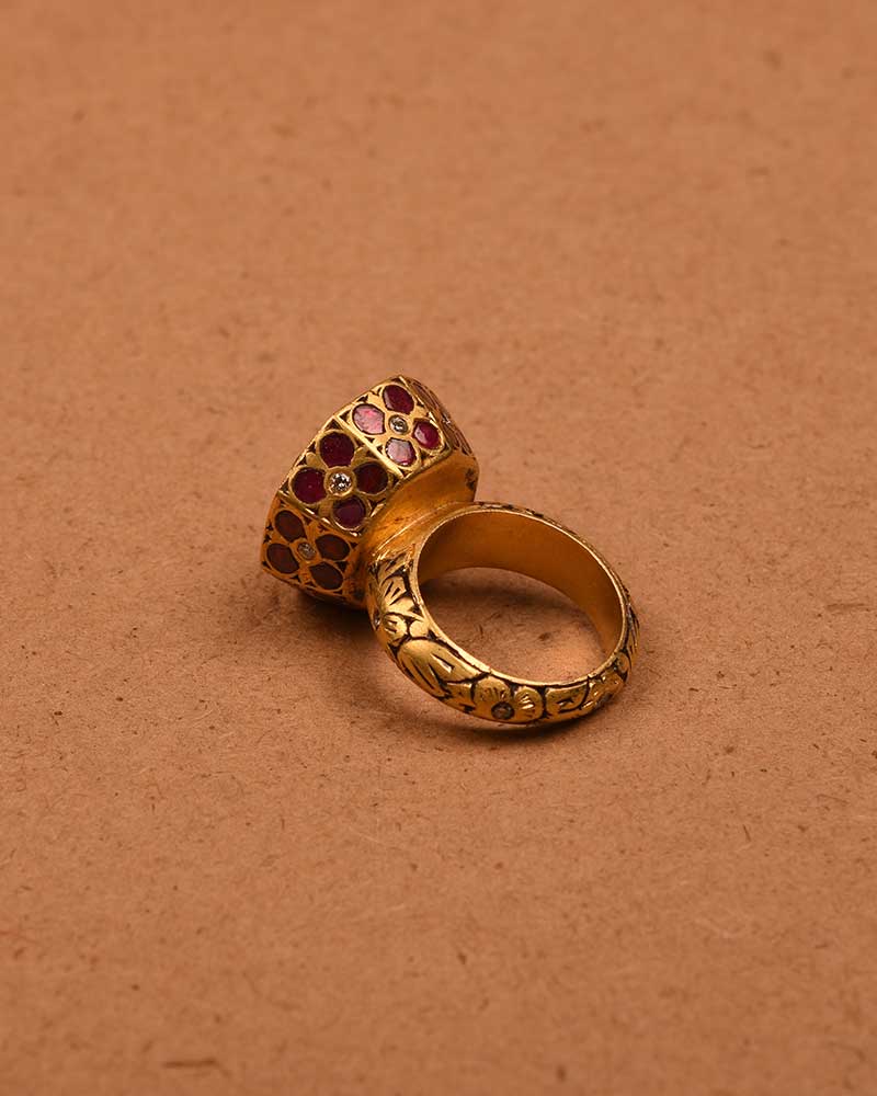 PARTAASH HEXA RING IN 22KT GOLD