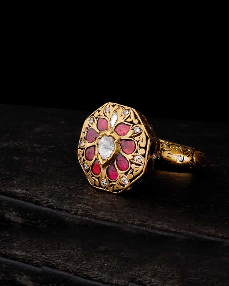 PARTAASH HEXA RING IN 22KT GOLD