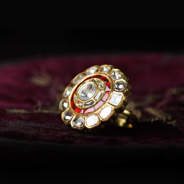 18/24KT GOLD POLKI DIAMOND FLOWER RING