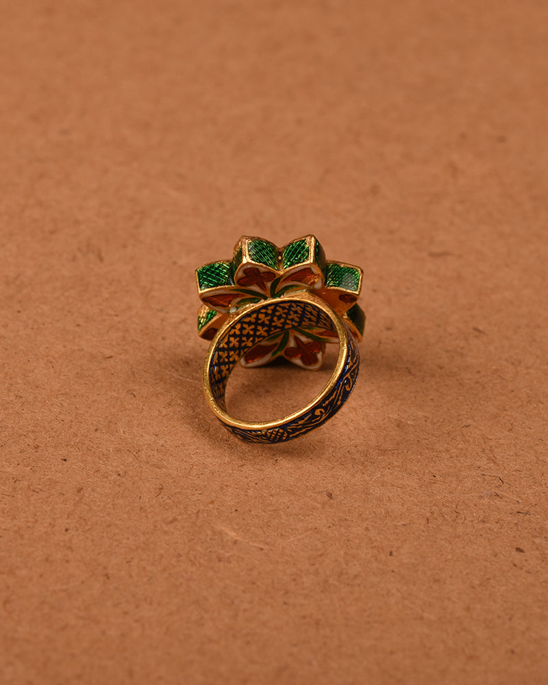 MUGHAL ERA INSPIRED CLASSIC ROSECUT DIAMON RING IN 22KT GOLD