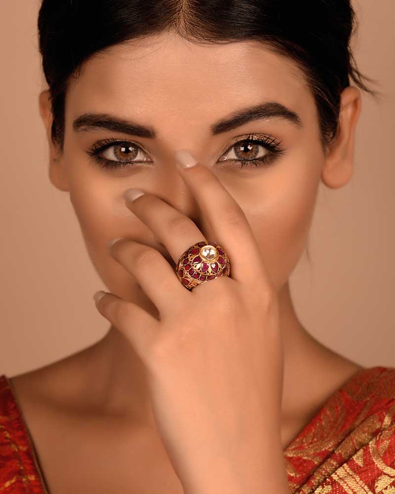 22KT GOLD POLKI PARTAASH RING