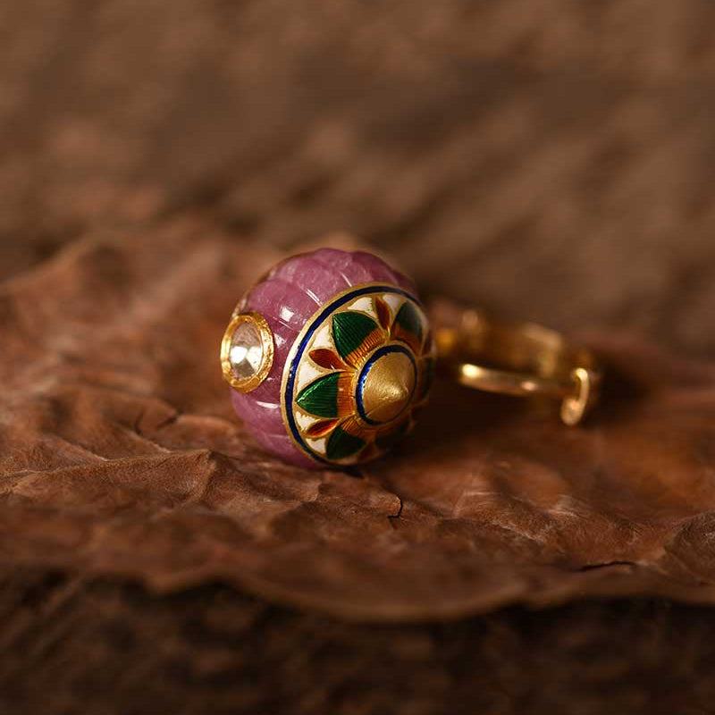 CARVED RUBY MELON RING