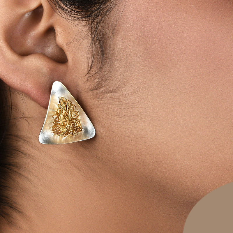 Two-tone Triangle Earstuds